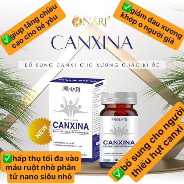 Canxi nano Nari bổ sung canxi kẽm vitamin D3 , K3 , A giúp xương chắc khỏe , tăng chiều cao 30v