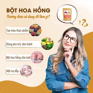 Bột hoa hồng nguyên chất 100g (Làm mặt nạ dẻo, trà dưỡng nhan)