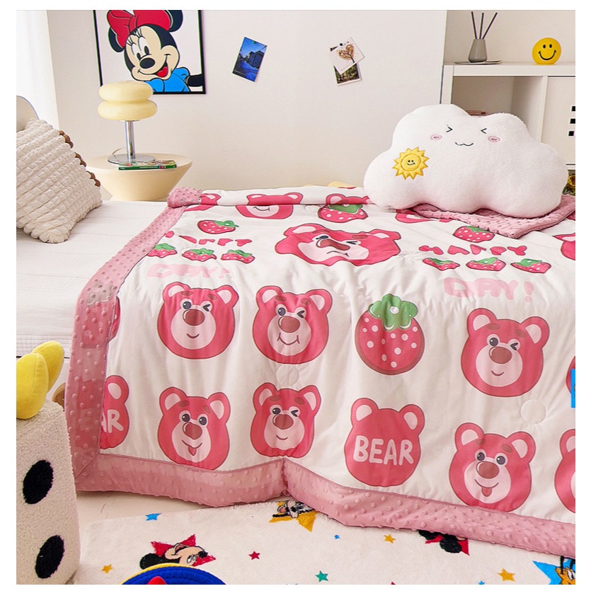 Ảnh Chăn vải Lụa hạt đậu 3D Chăn Disney cho bé 2 mặt siêu mềm mịn KT 110*150 cm cho bé 2