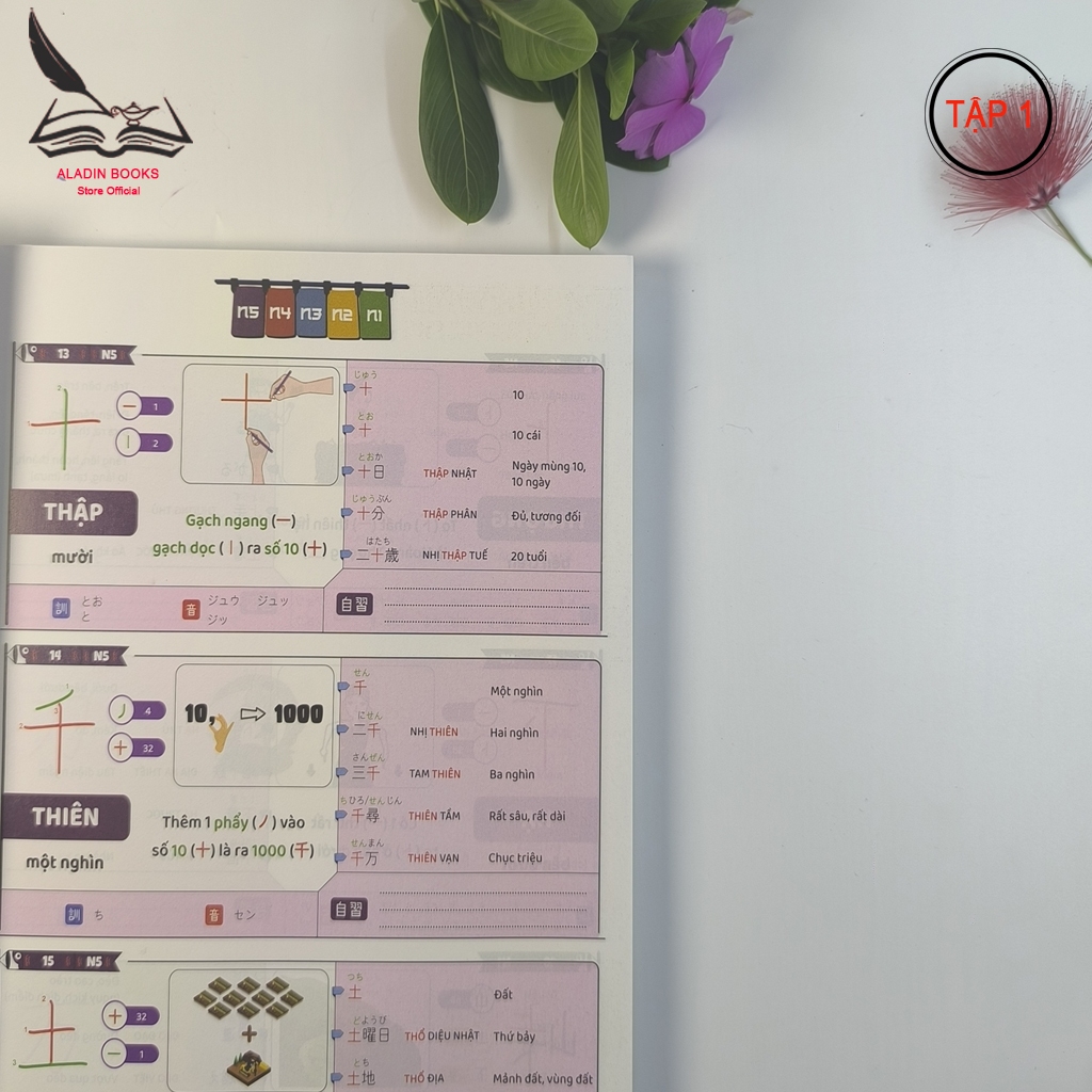 Sách-Hack Não Kanji – 2500 Hán Tự N5-N1-Tập 1- Luyện Viết Kanji-214 Bộ Thủ Cơ bản- Tặng Hộp