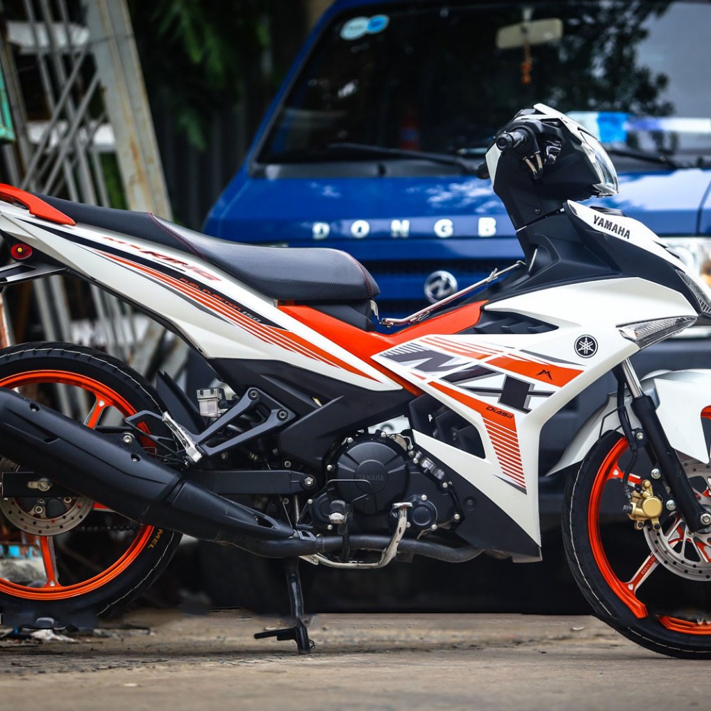 Tem rời MX King 2021. Decal cao cấp, bộ kit dán xe Exciter 150 trắng cam