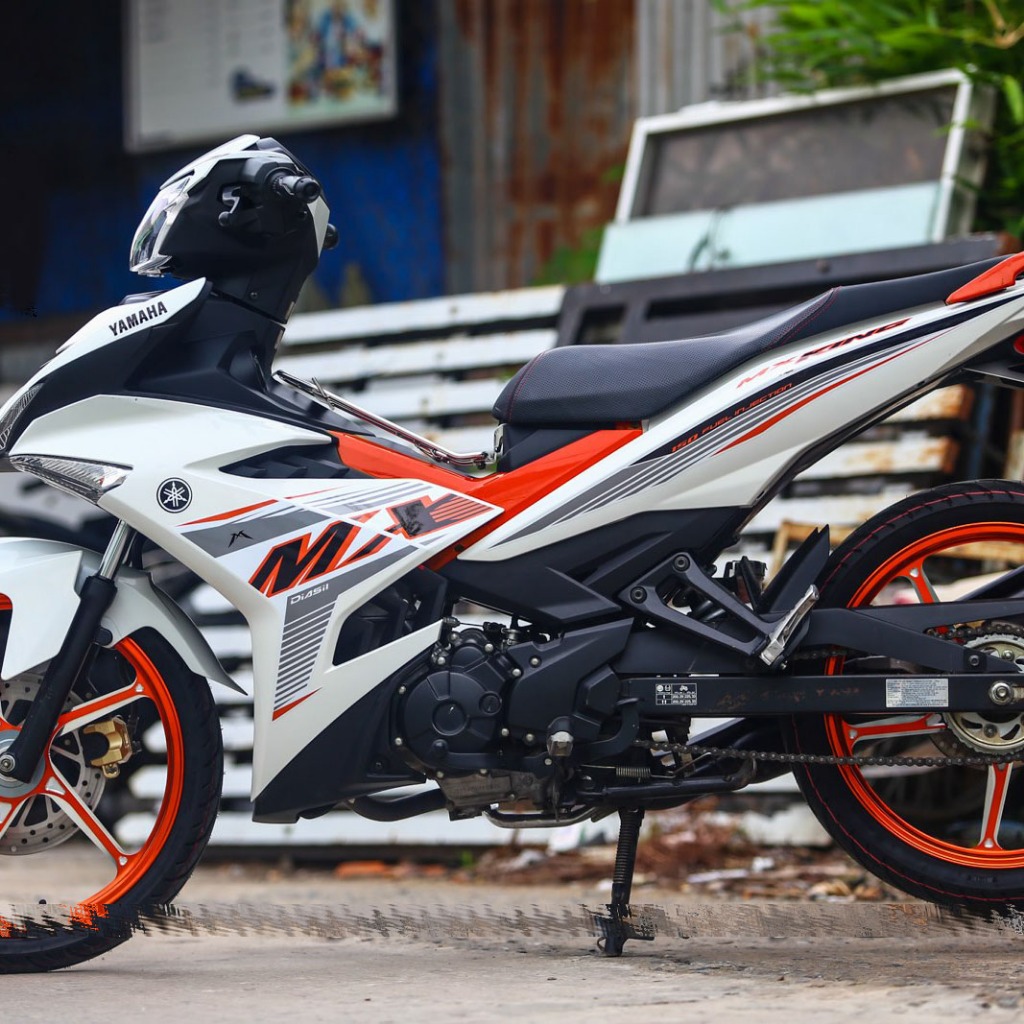 Tem rời MX King 2021. Decal cao cấp, bộ kit dán xe Exciter 150 trắng cam