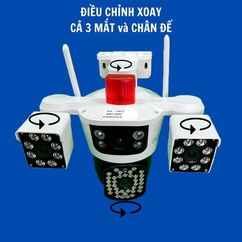 (Lỗi 1 đổi 1)  NEW 2026 Camera YOOSEE ngoài trời 4 mắt (xoay được 3 mắt) bản PRO, 3 màn hình tích hợp 54 LED siêu nét