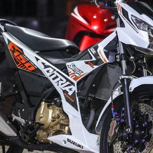 Tem rời dán xe Raider trắng. Satria F150 cam đen. Decal cao cấp, không bay màu