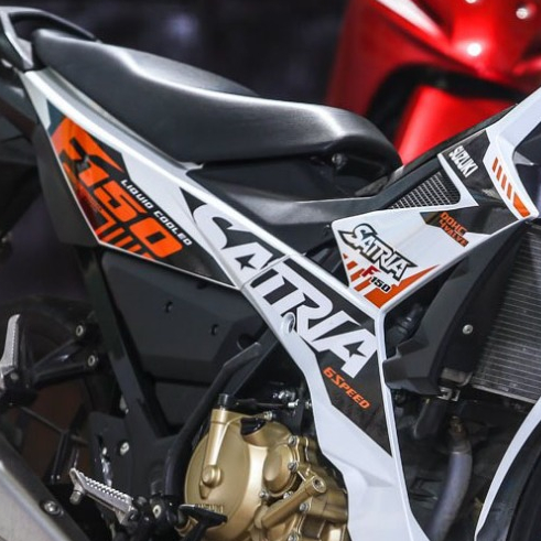 Tem rời dán xe Raider trắng. Satria F150 cam đen. Decal cao cấp, không bay màu