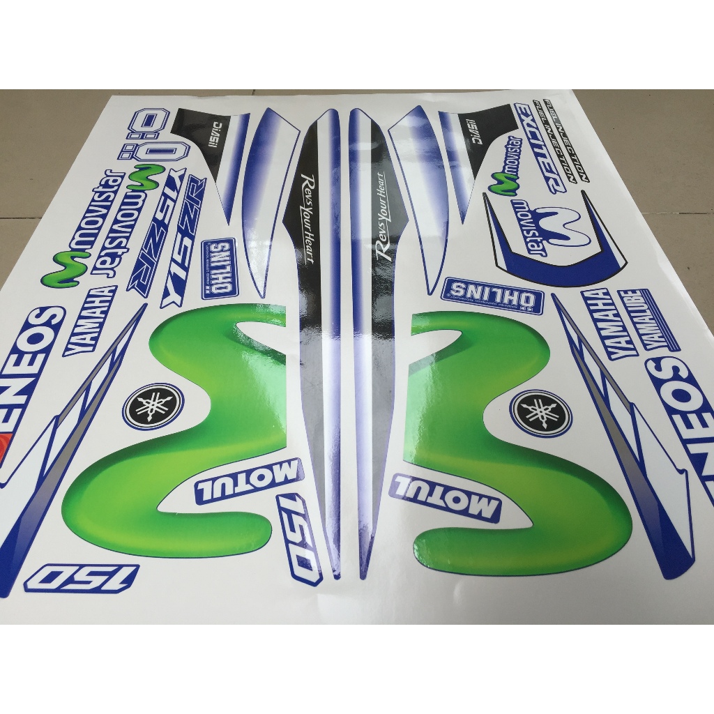 Tem Exciter 150. Tem rời movistar 3D, dán xe xanh GP. Xe màu khác vui lòng inbox
