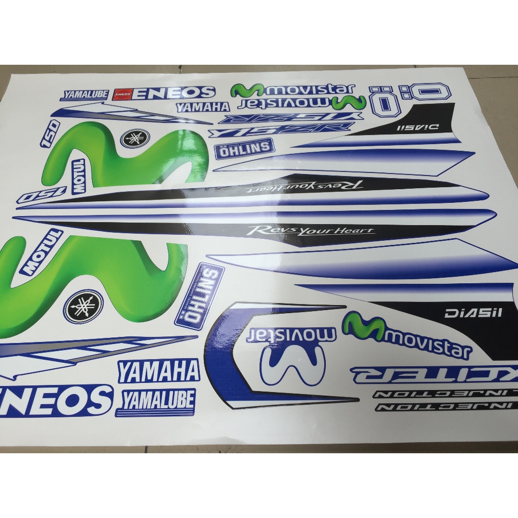 Tem Exciter 150. Tem rời movistar 3D, dán xe xanh GP. Xe màu khác vui lòng inbox