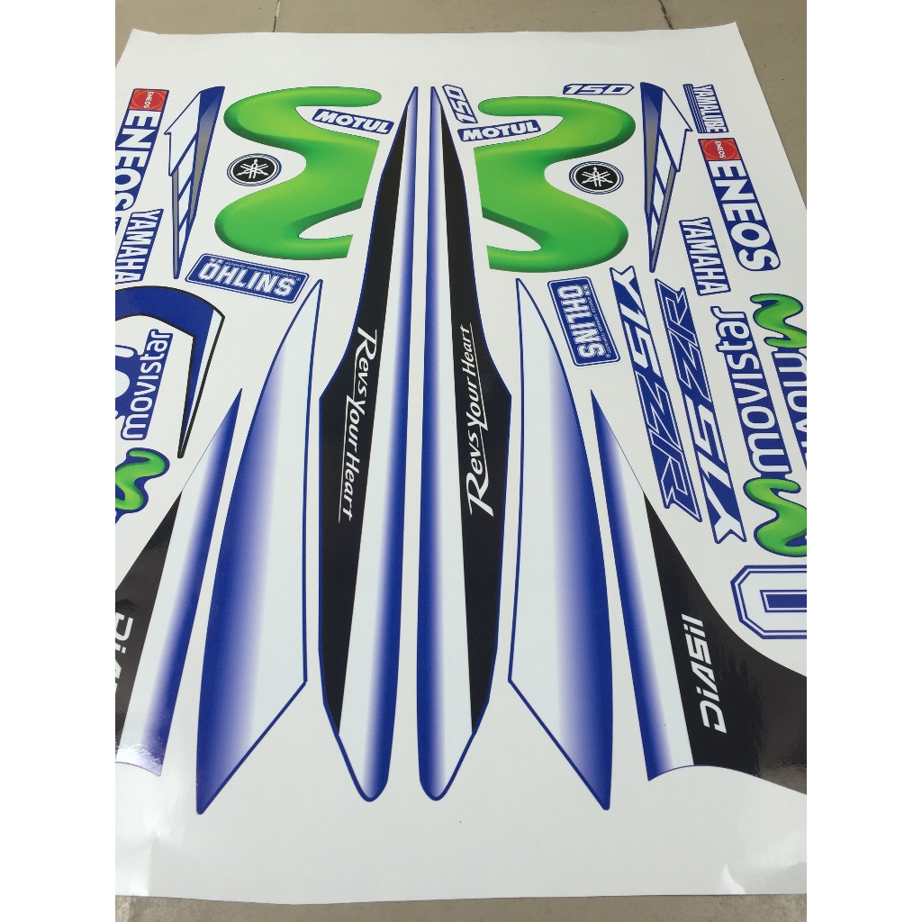 Tem Exciter 150. Tem rời movistar 3D, dán xe xanh GP. Xe màu khác vui lòng inbox