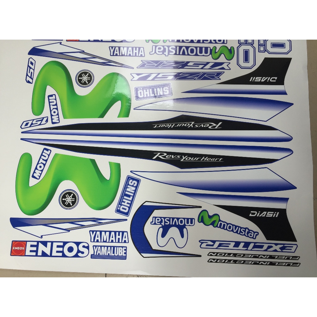 Tem Exciter 150. Tem rời movistar 3D, dán xe xanh GP. Xe màu khác vui lòng inbox