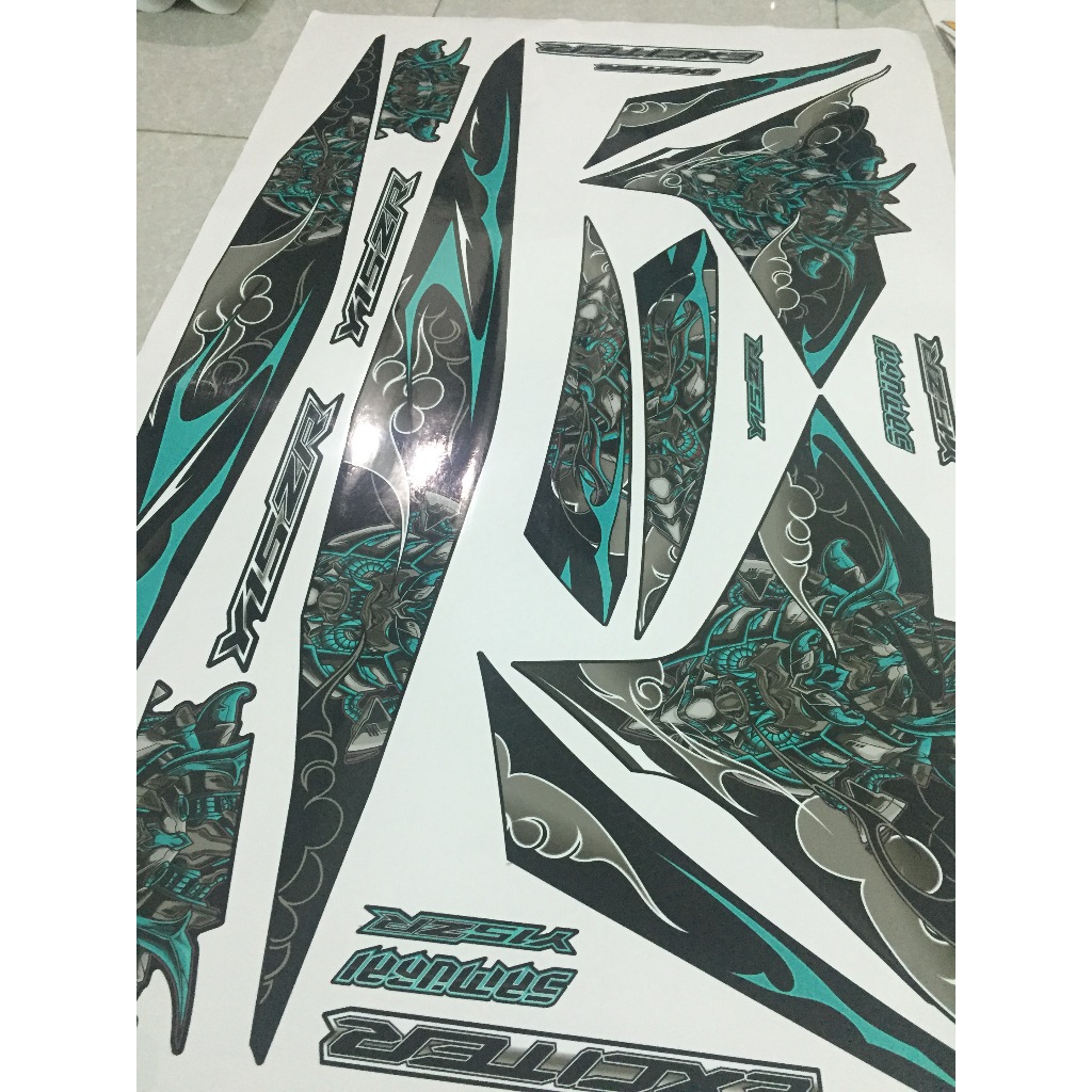 Tem Exciter 150. Tem rời Samurai xanh ngọc. Dán xe đen. Xe màu khác vui lòng inbox