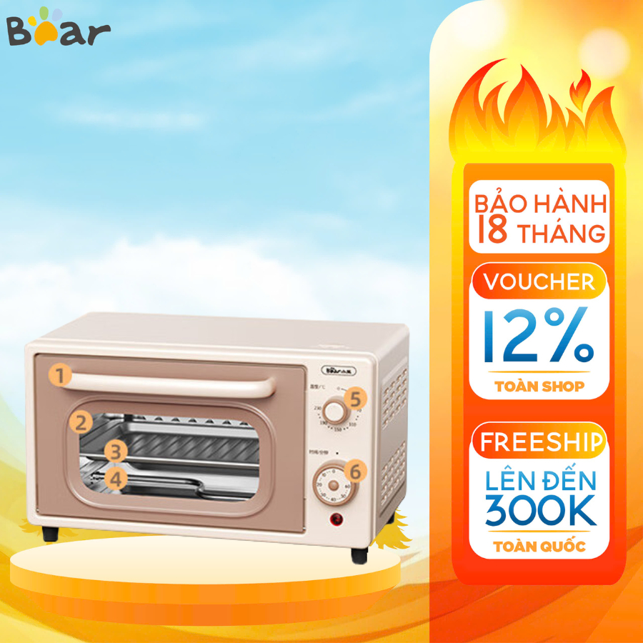 Lò nướng điện 10L đa năng Bear DKX-F10L5, 700W, Hẹn nhiệt độ, thời