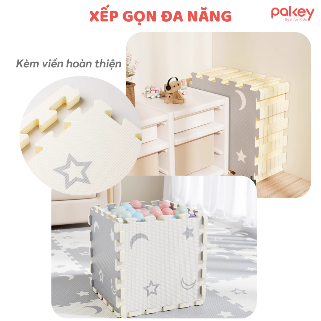 Thảm Ghép Tiện Lợi XPE, Thảm Xốp Cao Cấp Mềm Mịn Chống Trơn Trượt Dày 2cm Màu Sắc Hiện Đại Phù Hợp Mọi Không Gian
