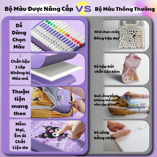 Bộ Túi Bút Sơn Màu Acrylic Kuromi Melody 24/36/48/60 Bút Màu Tô Màu Trên Mọi Bề Mặt - Bút Màu DIY Cho Bé Sáng Tạo
