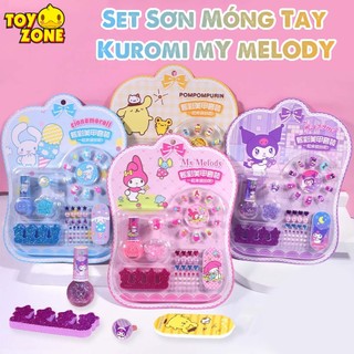 Set Sơn Móng Tay & Dán Móng Cho Bé Kuromi/ Melody/ Cinnamaroll Siêu Dễ Thương An Toàn Dễ Lột, Không Chất Gây Hại Cho Trẻ