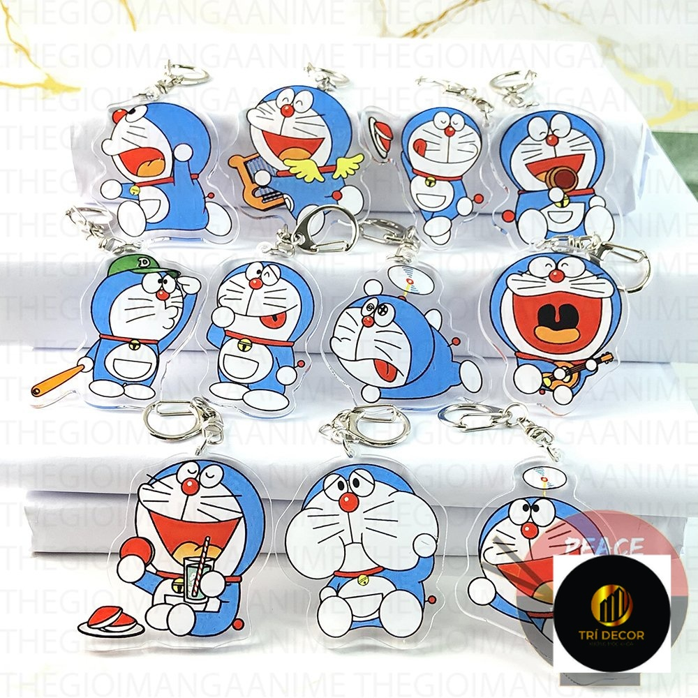 ( Mica trong acrylic) Móc khóa Doraemon Chú mèo máy đến từ tương lai in hình anime chibi
