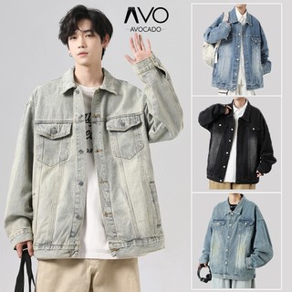 Áo Khoác Jeans Bò Denim Jacket Nam Nữ Avocado Unisex Hàn Quốc Bigsize Wash Đen xanh cao cấp