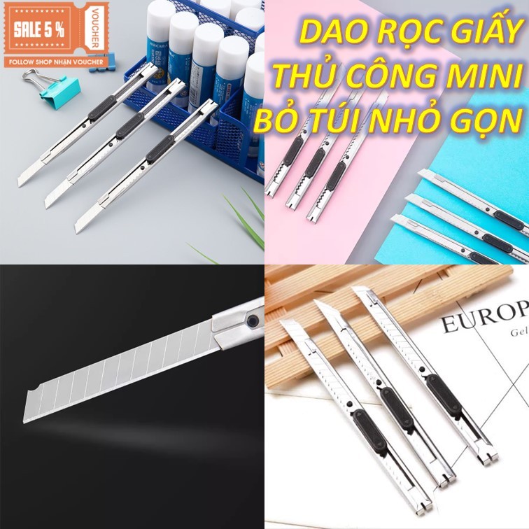 Dao rọc giấy nhỏ mini, dao rọc giấy vỏ thép 13cm, lưỡi dao sắc bén, dao ...