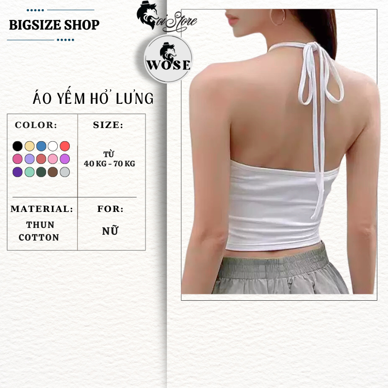 Áo Yếm Hở Lưng Bigsize Gợi Cảm Thun Cotton Co Giãn Nhiều Màu