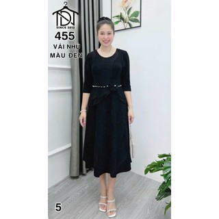 Đầm trung niên dự tiệc sang trọng vải kim tuyến nhũ kim sa tặng mẹ co giãn tốt bigsize 75kg DN21