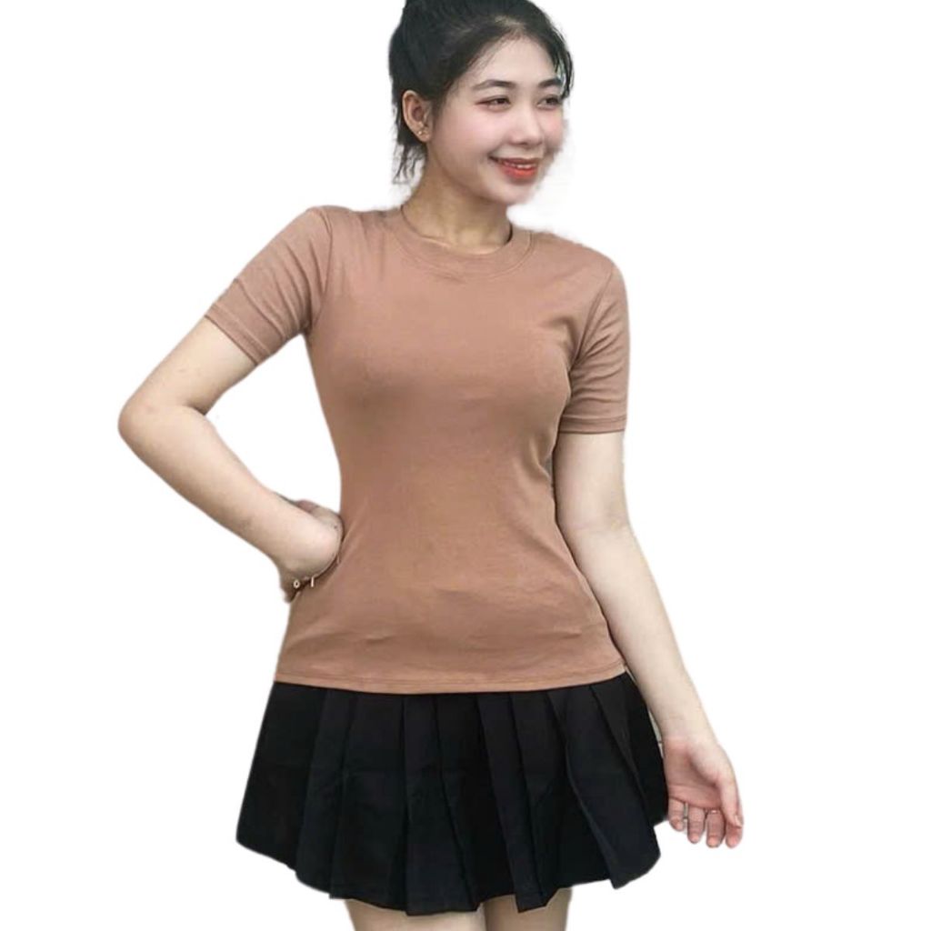 Áo thun nữ baby tee bigsize tay ngắn cổ tròn bassic ESHOP áo phong nữ ôm body cotton borip co giãn thoáng mát MS271