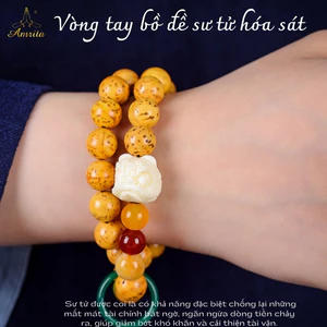 Vòng Tay Bồ Đề Sư Tử Hóa Sát - Vòng tay chuỗi hạt phật giáo - Bạch Ngọc Bồ Đề Áo lam đi chùa nữ - Đồ Lam - Amrita