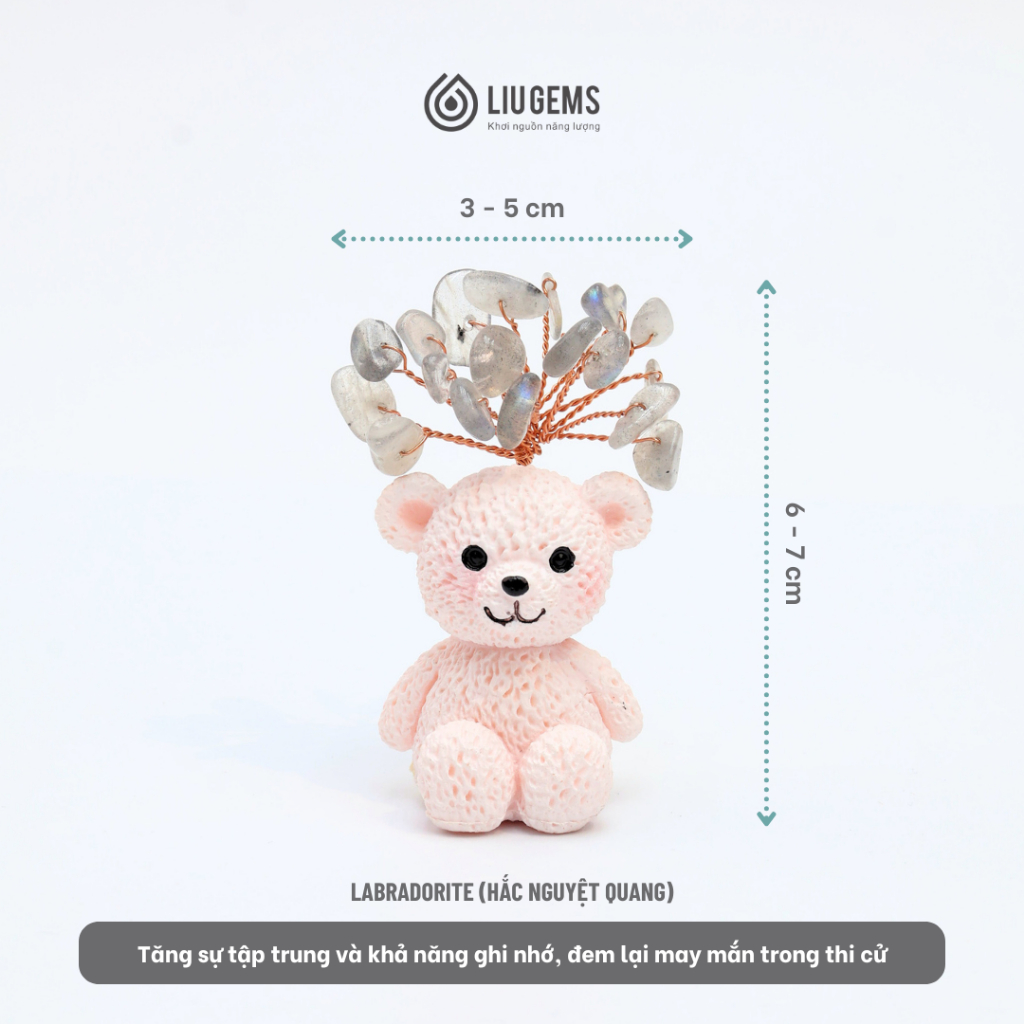 Gấu Năng Lượng Mix Đá Phong Thủy Liugems Mang Ý Nghĩa Thuận Lợi Tích Cực PK40