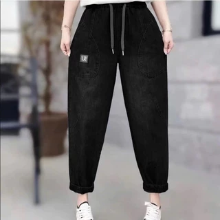 (BG02 )Quần Jean Nữ Dáng Baggy Cạp Chun Lưng Cao Có Dây Rút Trẻ Trung Năng Đông Mềm Đi Chơi Đi Làm
