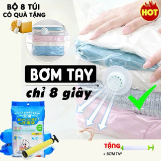 8 túi hút chân không đựng chăn màn quần áo(tặng kèm bơm tay),túi quần áo hút chân không tiện ích