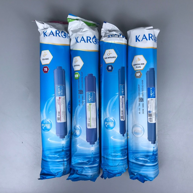 Trọn bộ Combo 8 lõi lọc nước Karofi chính hãng 123 Livotec, lõi 45678 - T33, Mineral, FarinFrared, Na