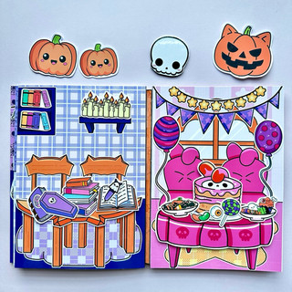 Đồ chơi bóc dán Ngôi nhà Kuromi và Melody lễ hội Halloween - Búp bê giấy