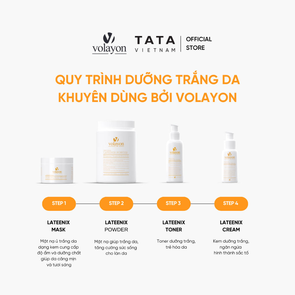 Ảnh Combo Mặt Nạ Bột Trắng Da Volayon Lateenix Powder 500g + Mặt Nạ Ủ Trắng Volayon Lateenix Mask 200ml 3