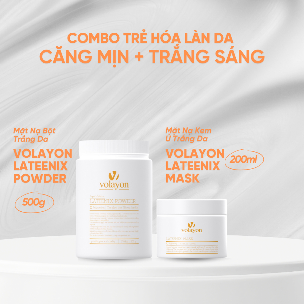 Ảnh Combo Mặt Nạ Bột Trắng Da Volayon Lateenix Powder 500g + Mặt Nạ Ủ Trắng Volayon Lateenix Mask 200ml 1