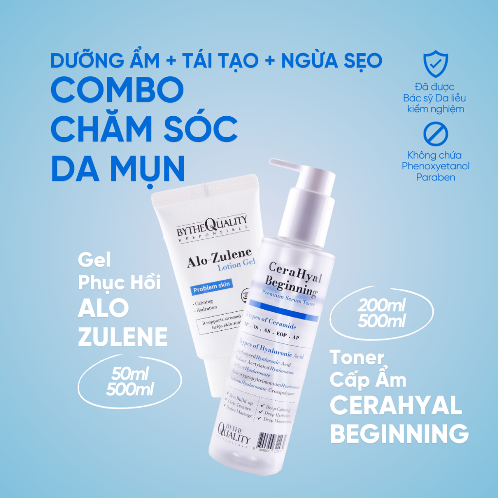 Ảnh Combo BytheQuality Gel Phục Hồi Da Alo Zulene + Tonner Cấp Ẩm Cerahyal Beginning 1