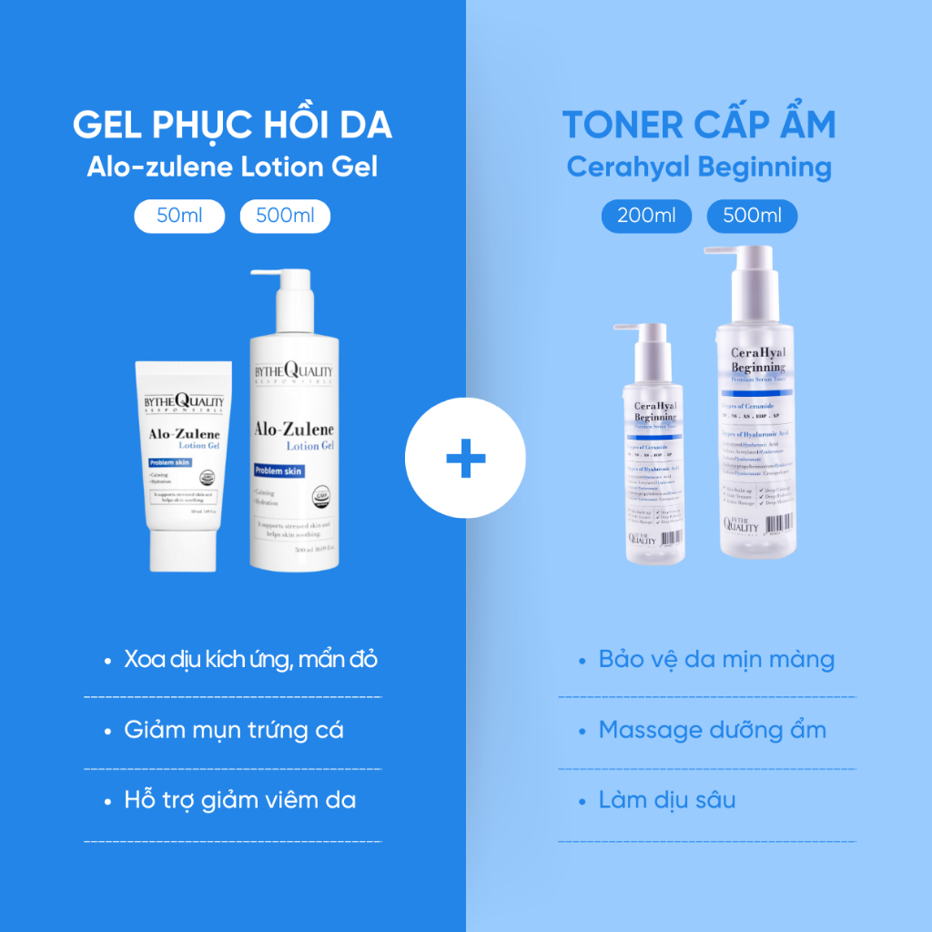 Ảnh Combo BytheQuality Gel Phục Hồi Da Alo Zulene + Tonner Cấp Ẩm Cerahyal Beginning 2