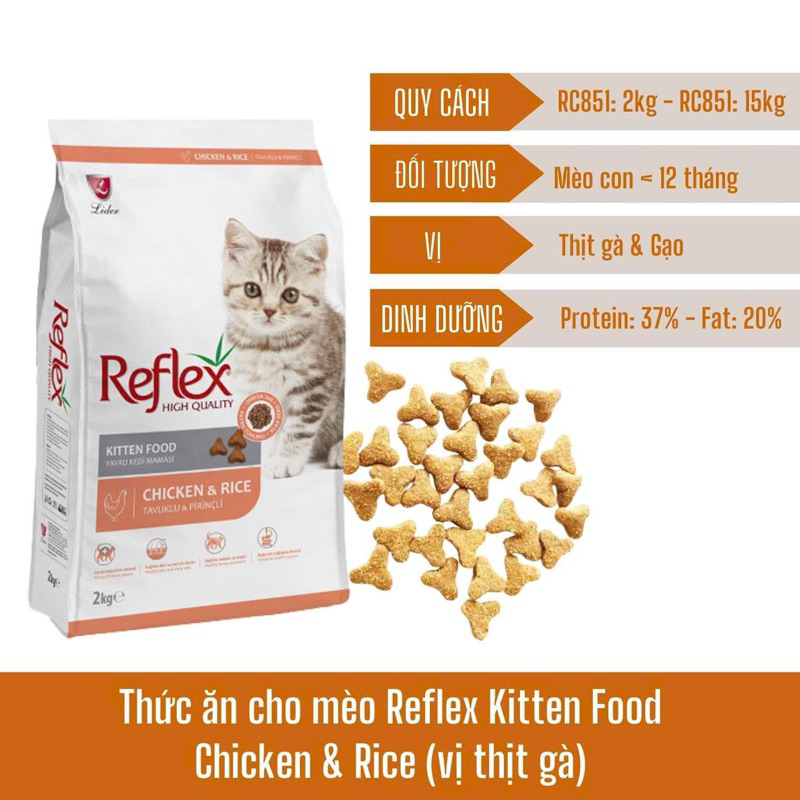 Thức ăn cho mèo con Hạt Reflex Kitten Gà & Gạo Túi chiết | Shopee Việt Nam