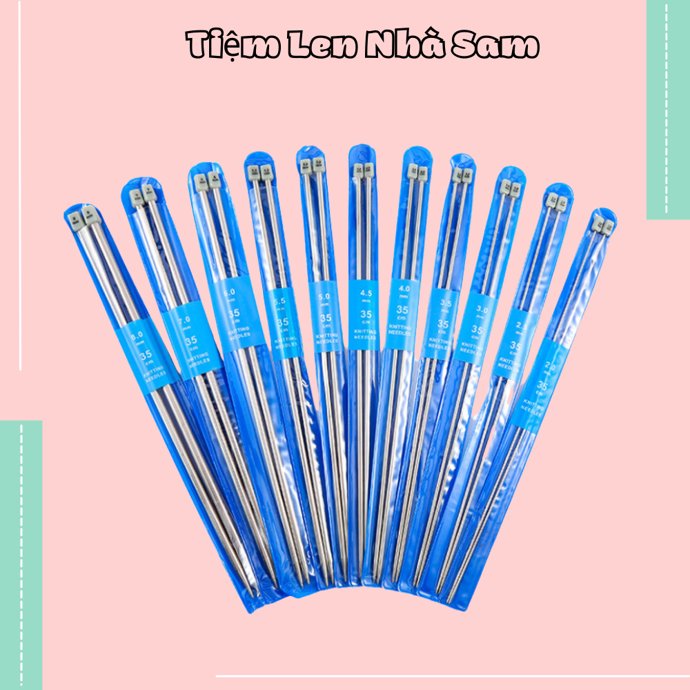 Que đan len – Kim đan len inox dài 35cm size từ 2.0mm – 10mm (1 cặp ...