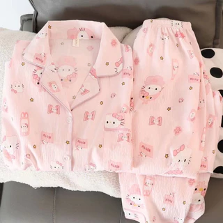 Bộ Ngủ Tay Dài Hoạ Tiết Dễ Thương Dành Cho Mùa Đông