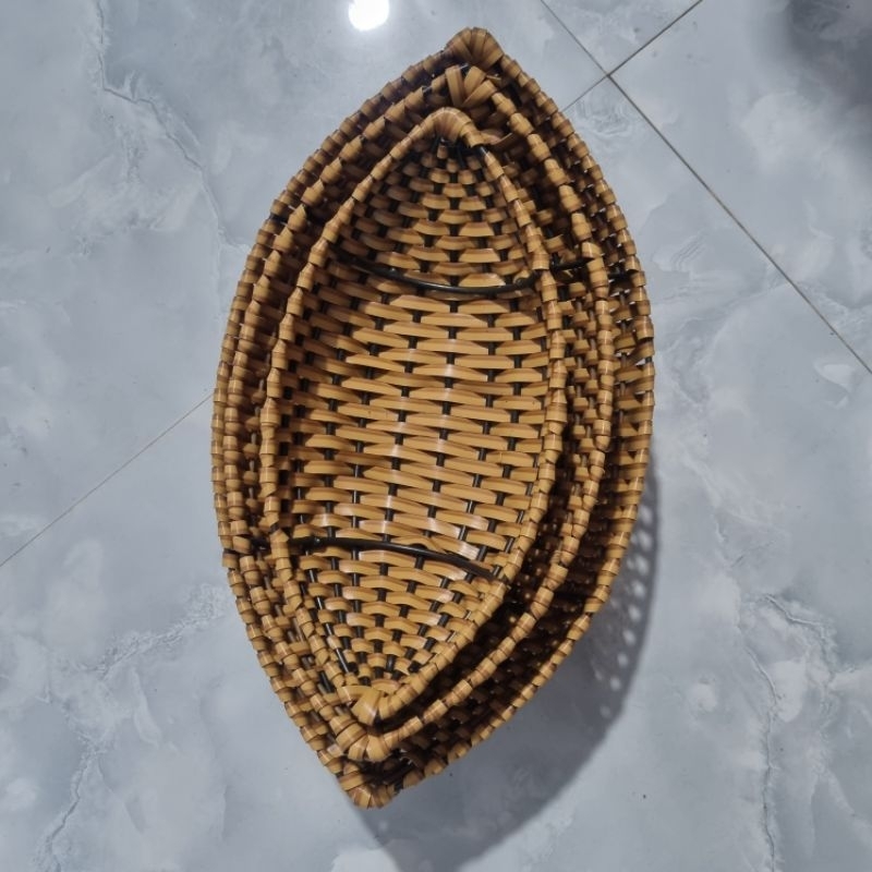 Bộ 3 cái rổ nhựa giả thuyền mây | Shopee Việt Nam
