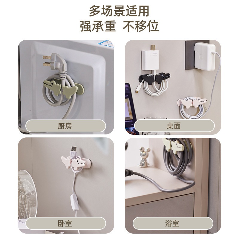 Mua 10 tặng 1 Dây Silicone Quấn Dây Cáp Sạc Hình Cá Sấu Tự Dính Đa Năng Cho Nhà Bếp Kẹp Cuốn Gọn Dây Điện