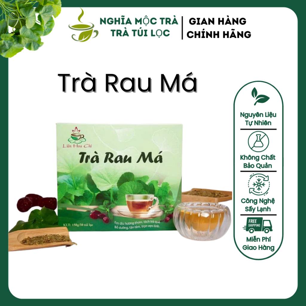 Trà rau má túi lọc nguyên chất, hộp 30 túi lọc , mát gan, thanh lọc cơ ...