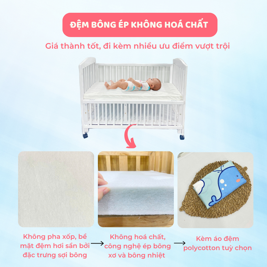 Ảnh Đệm Cũi Cho Bé Sơ Sinh GOLDCAT Dày 5cm Giúp Bé Ngủ Ngon Và Phát Triển Xương Toàn Diện, Kích Thước Đa Dạng 3
