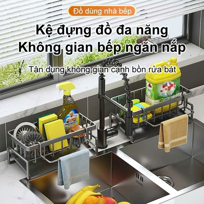 Kệ Đựng Đồ Rửa Chén Bát- Giá Để Giẻ Rửa Chén Trên Bồn Có Khay Hứng Nước Nghiêng - GIÁ ĐỰNG GIẺ RỬA BÁT - MÃ: GIA DUNG DO