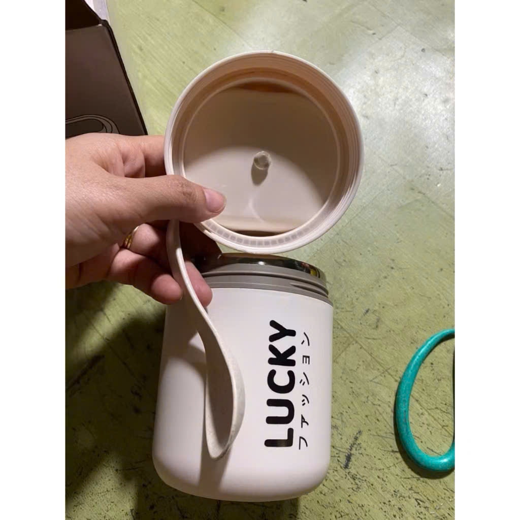 BÌNH Ủ CHÁO INOX LUCKY , Bình Ủ Cháo Giữ Nhiệt Lucky Vỏ Nhựa, Cạp Lồng Lõi Inox 304 Có Quai Xách Tiện Lợi - BINHUCHAO96
