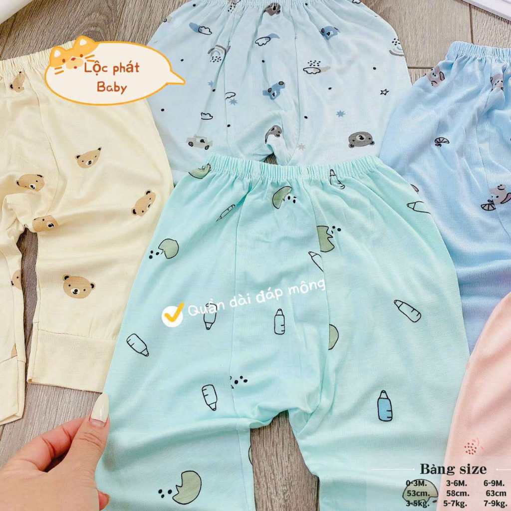 ComBo 10 Quần Dài Thun Lạnh Chất Mát / Can Mông Đóng Bỉm Thoải Mái Cho Bé trai, Bé gái 3-9kg