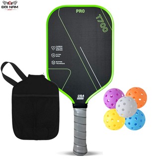 Vợt Pickleball Mặt Nhám Full Cacbon T700 Dày 16mm,Siêu Bền + Tặng Kèm Túi Chống Sốc Và 4 Bóng