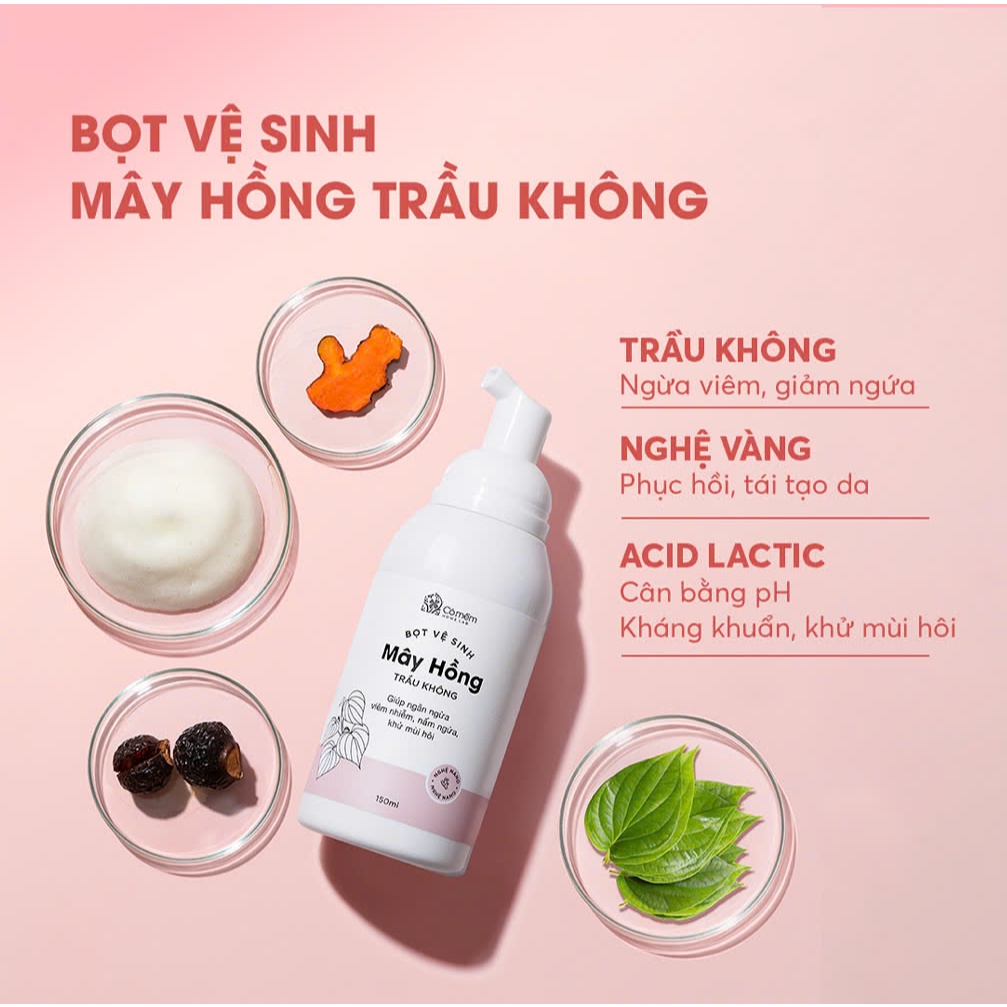 Ảnh Bọt Vệ Sinh Phụ Nữ Mây Hồng - Dung Dịch Vệ Sinh Trầu Không Lô Hội - Giảm Viêm Ngứa, Khử Mùi, Cân Bằng pH - Cỏ Mềm 150ml 2