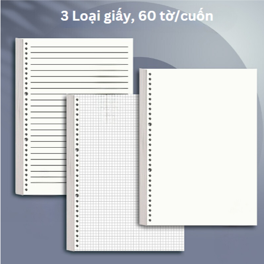 Giấy Sổ Còng B5 A5, Ruột Sổ Còng MESO 120 Trang Kẻ Ngang, Caro, Trống, Giấy Refill 80-100GSM