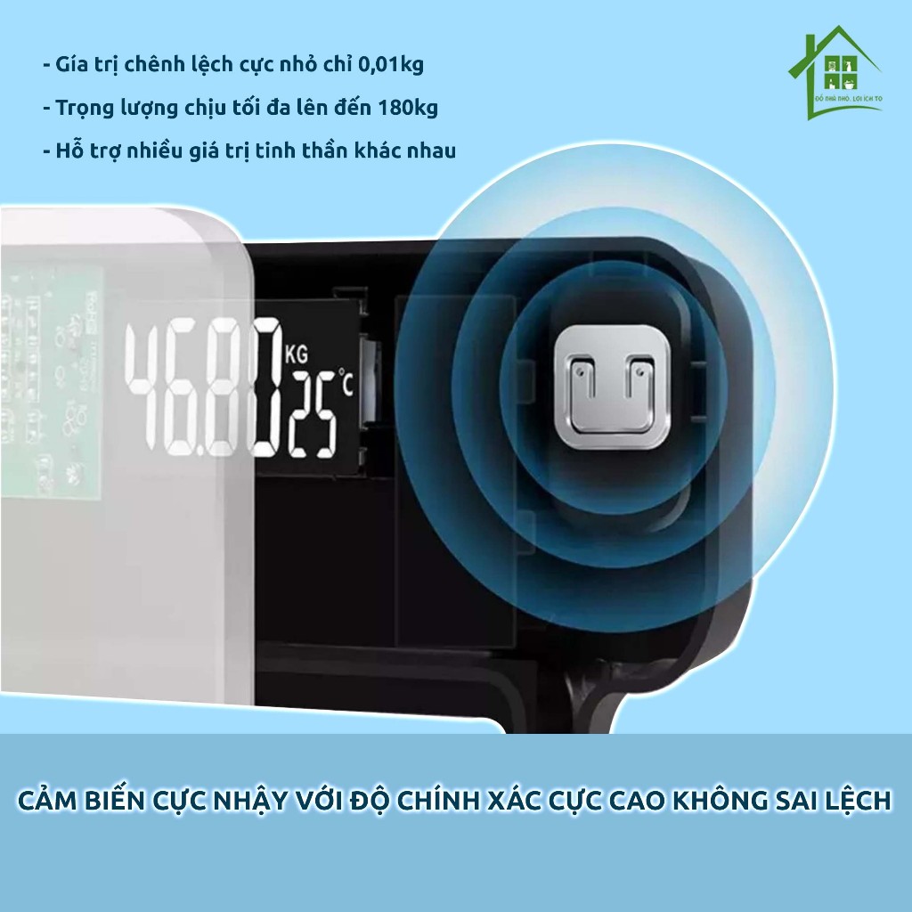 Cân điện tử sức khỏe mini JIAKE đo lường chính xác tới 180kg, cân inbody phân tích 12 dữ liệu.