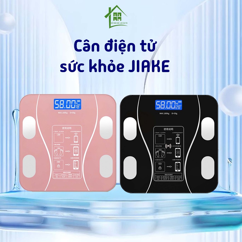 Cân điện tử sức khỏe mini JIAKE đo lường chính xác tới 180kg, cân inbody phân tích 12 dữ liệu.