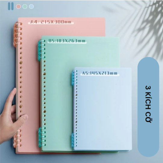 (BÌA VÀ GIẤY ĐƯỢC BÁN RIÊNG) Vỏ Bìa Sổ Còng Nhựa A5 B5 Màu Pastel, Lõi Giấy Refill Sổ Còng (Bán Rời)